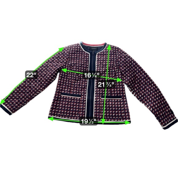 Talbots Reversible Quilted Jacket XS – Navy & Red Geometric Print - Picture 11 of 16